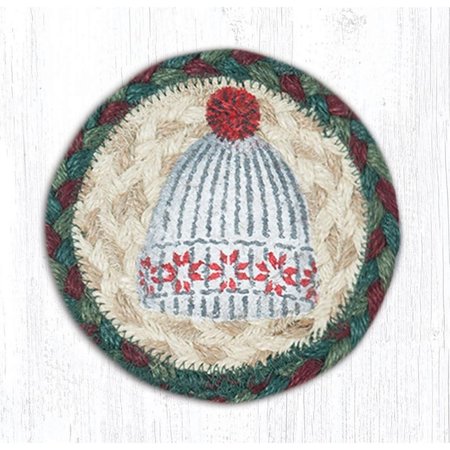 CAPITOL IMPORTING CO 5 x 5 in. Jute Round Winter Hat Printed Coaster 31-IC508WH